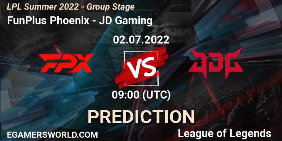 FunPlus Phoenix vs JD Gaming: Match Prediction. 02.07.22, LoL, LPL Summer 2022 - Group Stage