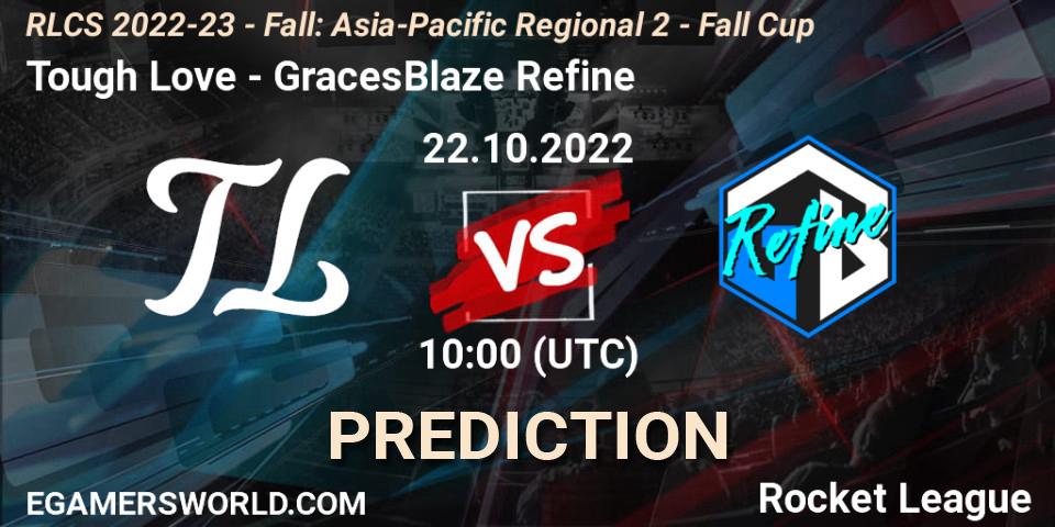 Tough Love vs C.E.R.T.: Match Prediction. 22.10.2022 at 10:00, Rocket League, RLCS 2022-23 - Fall: Asia-Pacific Regional 2 - Fall Cup
