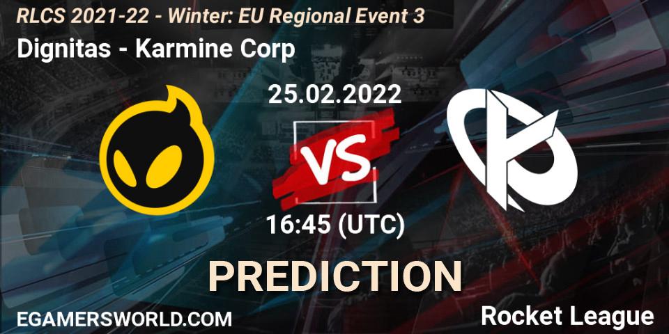 Dignitas vs Karmine Corp: Match Prediction. 25.02.2022 at 16:45, Rocket League, RLCS 2021-22 - Winter: EU Regional Event 3