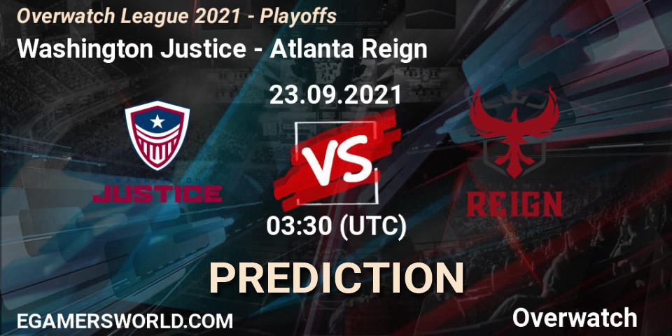 Washington Justice vs Atlanta Reign: Match Prediction. 22.09.21, Overwatch, Overwatch League 2021 - Playoffs
