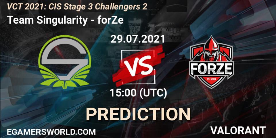 Team Singularity vs forZe: Match Prediction. 29.07.2021 at 15:00, VALORANT, VCT 2021: CIS Stage 3 Challengers 2