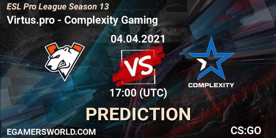 Virtus.pro vs Complexity Gaming: Match Prediction. 04.04.2021 at 17:00, Counter-Strike (CS2), ESL Pro League Season 13
