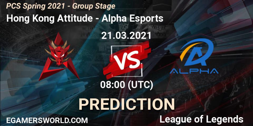 Hong Kong Attitude vs Alpha Esports: Match Prediction. 21.03.21, LoL, PCS Spring 2021 - Group Stage