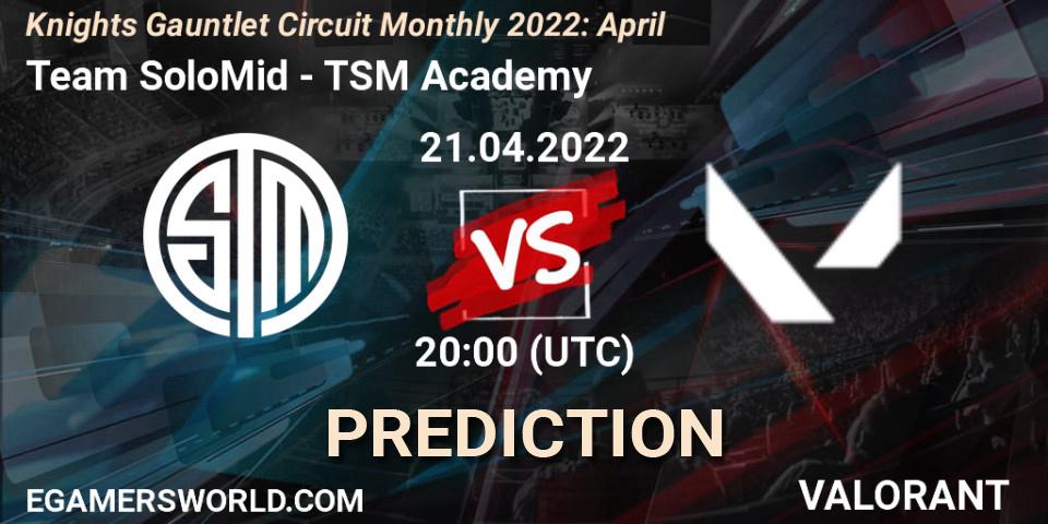 Team SoloMid vs TSM Academy: Match Prediction. 21.04.2022 at 20:00, VALORANT, Knights Gauntlet Circuit Monthly 2022: April