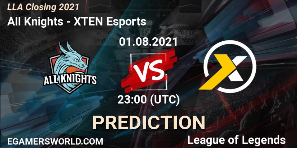 All Knights vs XTEN Esports: Match Prediction. 01.08.2021 at 23:00, LoL, LLA Closing 2021