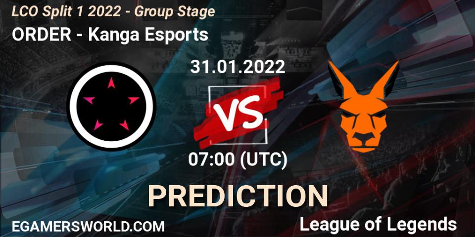 ORDER vs Kanga Esports: Match Prediction. 31.01.2022 at 07:00, LoL, LCO Split 1 2022 - Group Stage 