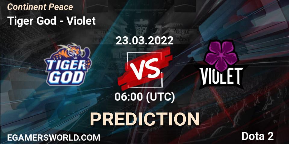 Tiger God vs Violet: Match Prediction. 23.03.2022 at 06:12, Dota 2, Continent Peace