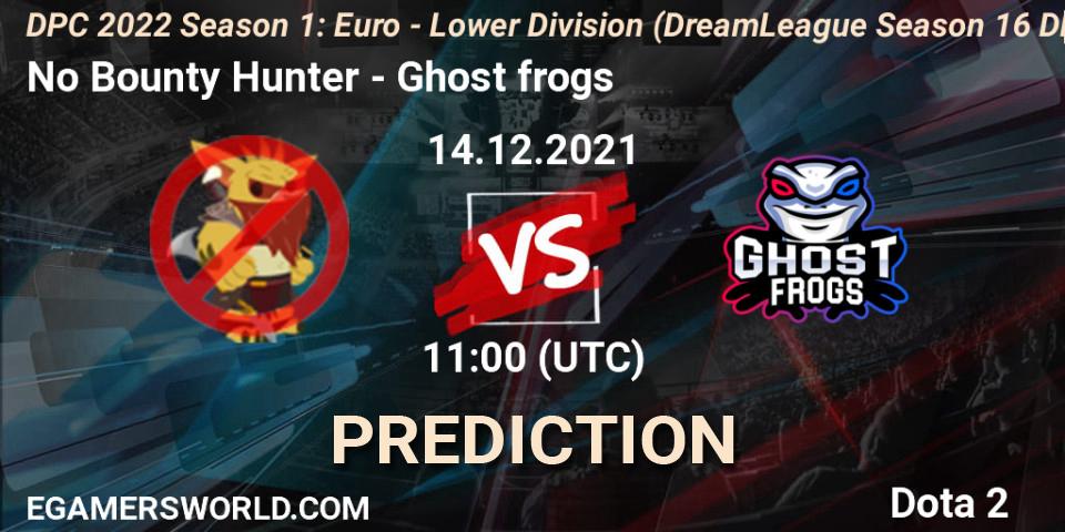 No Bounty Hunter vs Ghost frogs: Match Prediction. 14.12.2021 at 10:55, Dota 2, DPC 2022 Season 1: Euro - Lower Division (DreamLeague Season 16 DPC WEU)