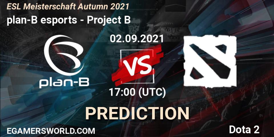 plan-B esports vs Project B: Match Prediction. 02.09.2021 at 17:03, Dota 2, ESL Meisterschaft Autumn 2021