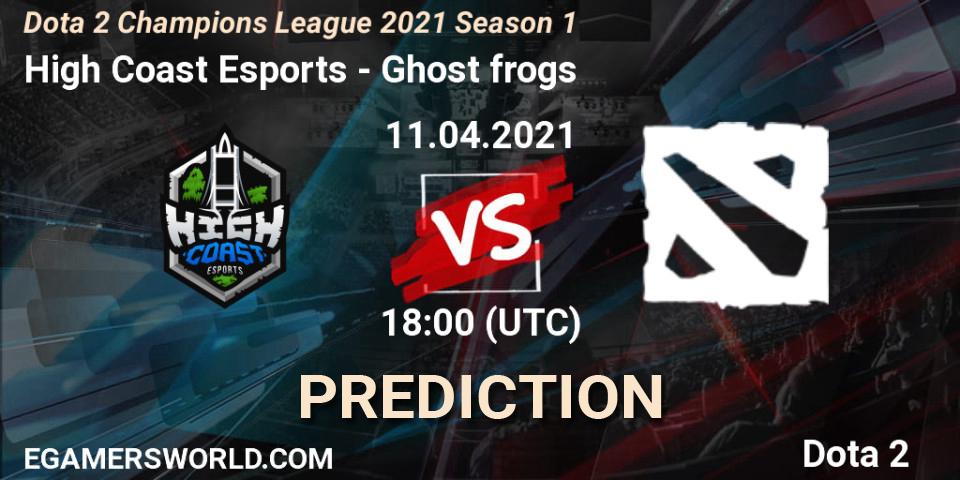 High Coast Esports vs Ghost frogs: Match Prediction. 11.04.2021 at 16:15, Dota 2, Dota 2 Champions League 2021 Season 1