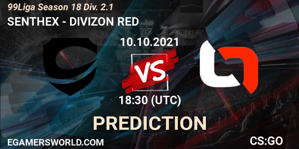 SENTHEX vs DIVIZON RED: Match Prediction. 10.10.2021 at 18:30, Counter-Strike (CS2), 99Liga Season 18 Div. 2.1