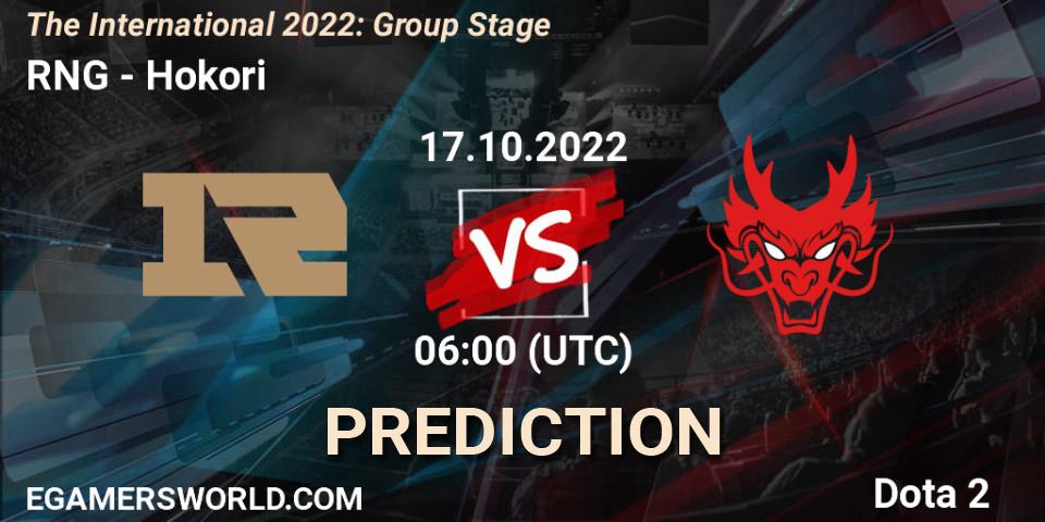 RNG vs Hokori: Match Prediction. 17.10.2022 at 06:31, Dota 2, The International 2022: Group Stage