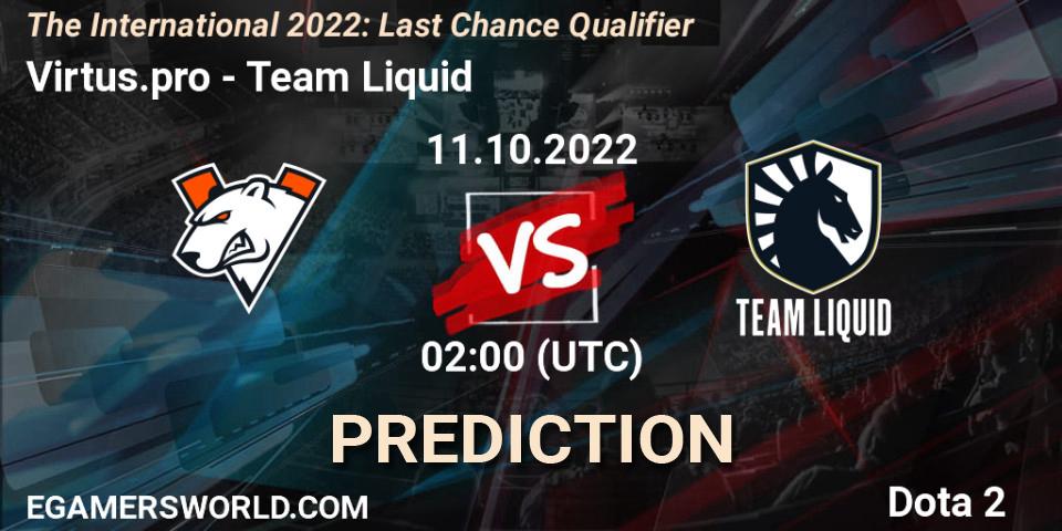 Virtus.pro vs Team Liquid: Match Prediction. 11.10.22, Dota 2, The International 2022: Last Chance Qualifier