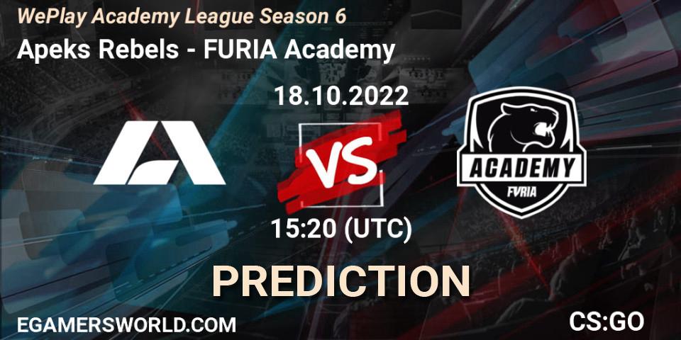 Apeks Rebels vs FURIA Academy: Match Prediction. 18.10.2022 at 15:50, Counter-Strike (CS2), WePlay Academy League Season 6