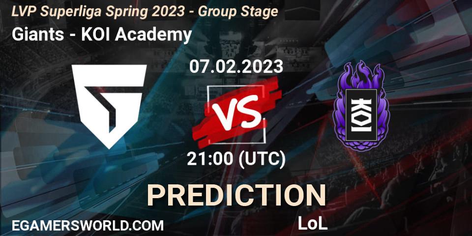 Giants vs KOI Academy: Match Prediction. 07.02.23, LoL, LVP Superliga Spring 2023 - Group Stage