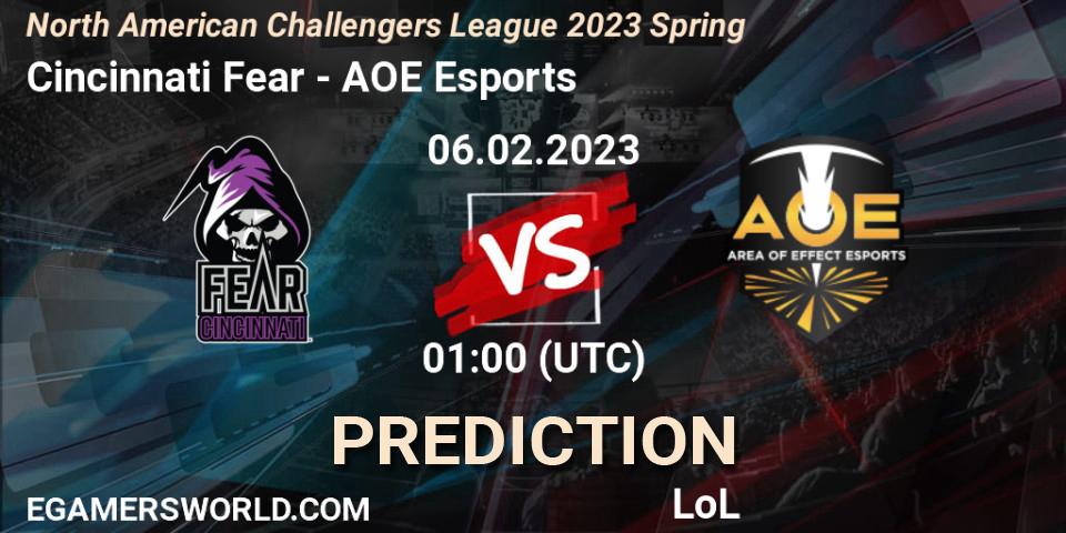 Cincinnati Fear vs AOE Esports: Match Prediction. 06.02.23, LoL, NACL 2023 Spring - Group Stage