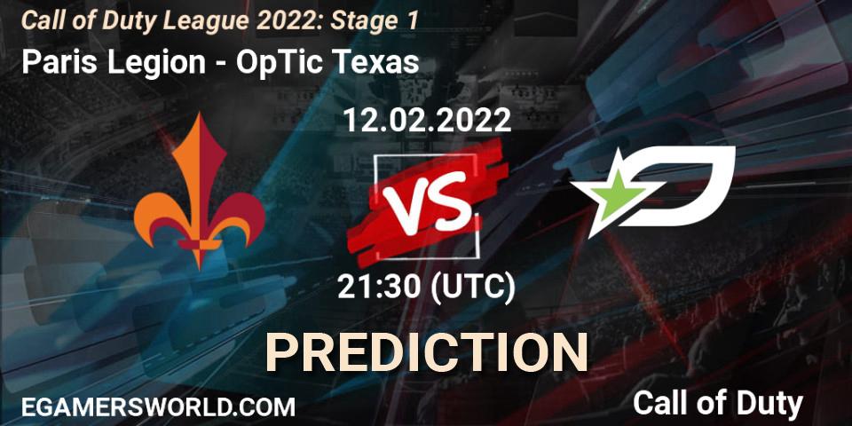Paris Legion vs OpTic Texas: Match Prediction. 12.02.22, Call of Duty, Call of Duty League 2022: Stage 1