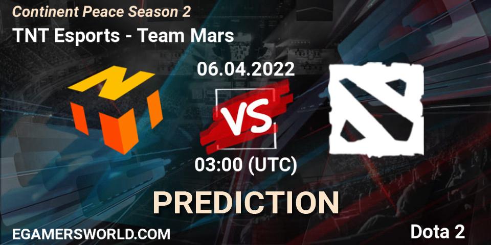 TNT Esports vs Team Mars: Match Prediction. 06.04.2022 at 03:10, Dota 2, Continent Peace Season 2 