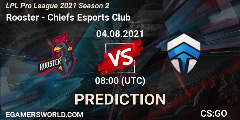 Rooster vs Chiefs Esports Club: Match Prediction. 04.08.2021 at 08:00, Counter-Strike (CS2), LPL Pro League 2021 Season 2