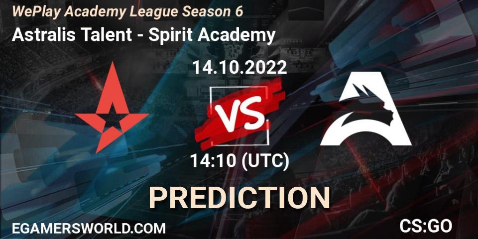 Astralis Talent vs Spirit Academy: Match Prediction. 14.10.22, CS2 (CS:GO), WePlay Academy League Season 6