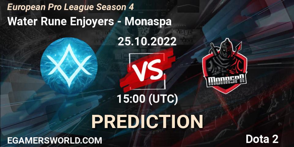 Water Rune Enjoyers vs Monaspa: Match Prediction. 25.10.2022 at 15:20, Dota 2, European Pro League Season 4