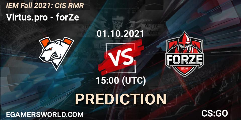 Virtus.pro vs forZe: Match Prediction. 01.10.2021 at 15:00, Counter-Strike (CS2), IEM Fall 2021: CIS RMR