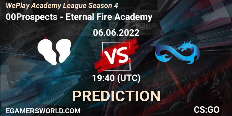 00Prospects vs Eternal Fire Academy: Match Prediction. 06.06.2022 at 19:40, Counter-Strike (CS2), WePlay Academy League Season 4