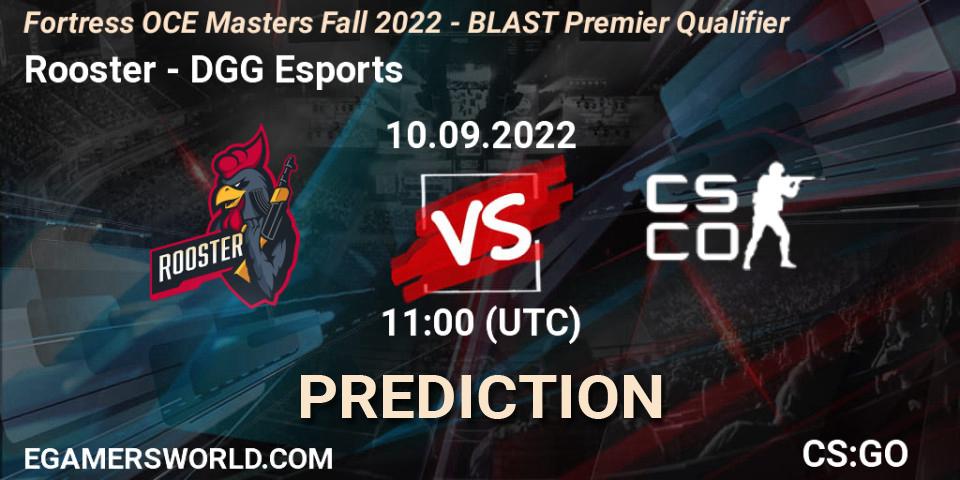Rooster vs DGG Esports: Match Prediction. 10.09.2022 at 11:00, Counter-Strike (CS2), Fortress OCE Masters Fall 2022 - BLAST Premier Qualifier