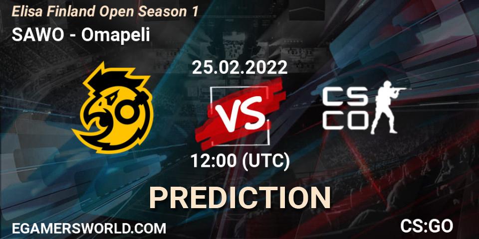 SAWO vs OMAPELI: Match Prediction. 25.02.2022 at 12:05, Counter-Strike (CS2), Elisa Finland Open Season 1