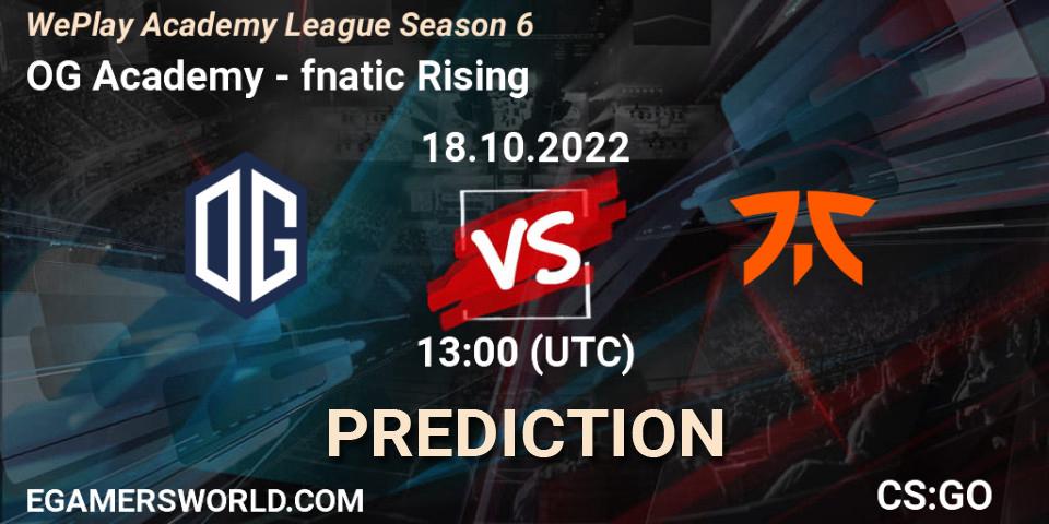 OG Academy vs fnatic Rising: Match Prediction. 18.10.2022 at 13:05, Counter-Strike (CS2), WePlay Academy League Season 6
