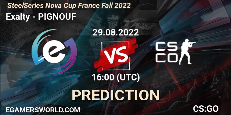 Exalty vs PIGNOUF: Match Prediction. 29.08.2022 at 16:00, Counter-Strike (CS2), SteelSeries Nova Cup France Fall 2022