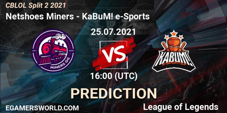 Netshoes Miners vs KaBuM! e-Sports: Match Prediction. 25.07.2021 at 16:00, LoL, CBLOL Split 2 2021