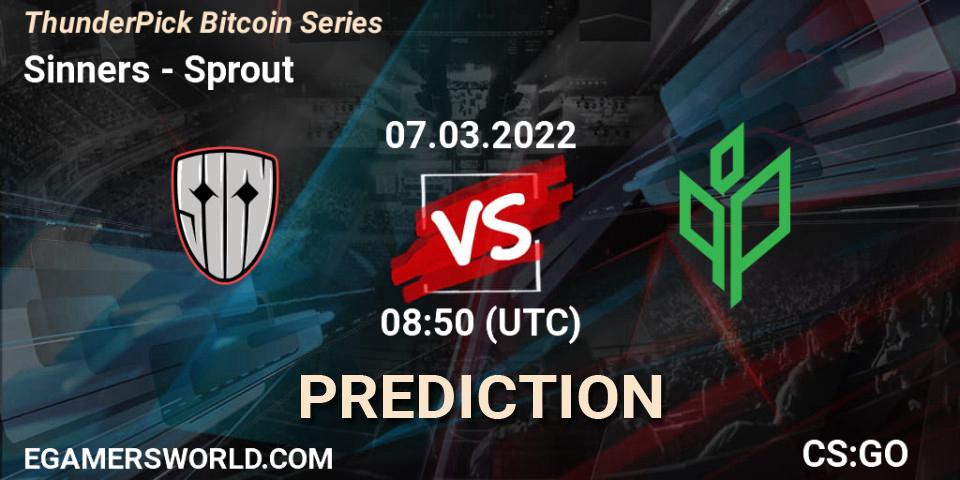 Sinners vs Sprout: Match Prediction. 07.03.2022 at 08:50, Counter-Strike (CS2), ThunderPick Bitcoin Series