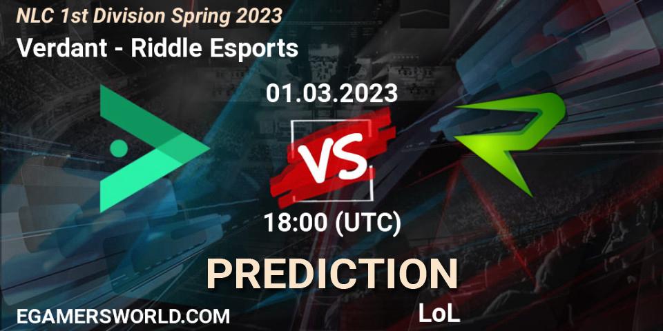 Verdant vs Riddle Esports: Match Prediction. 07.02.2023 at 20:00, LoL, NLC 1st Division Spring 2023