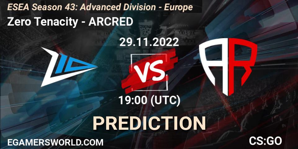 Zero Tenacity vs ARCRED: Match Prediction. 29.11.22, CS2 (CS:GO), ESEA Season 43: Advanced Division - Europe