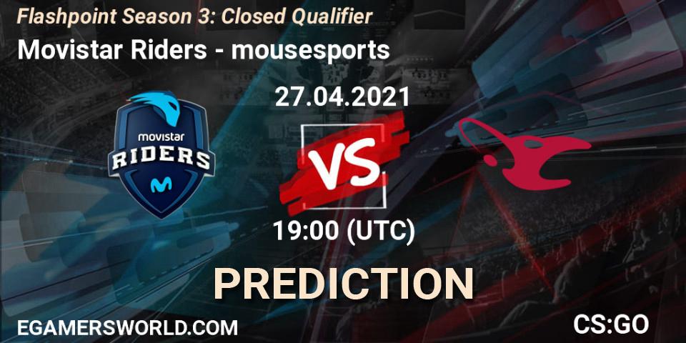 Movistar Riders vs mousesports: Match Prediction. 27.04.2021 at 20:00, Counter-Strike (CS2), Flashpoint Season 3: Closed Qualifier