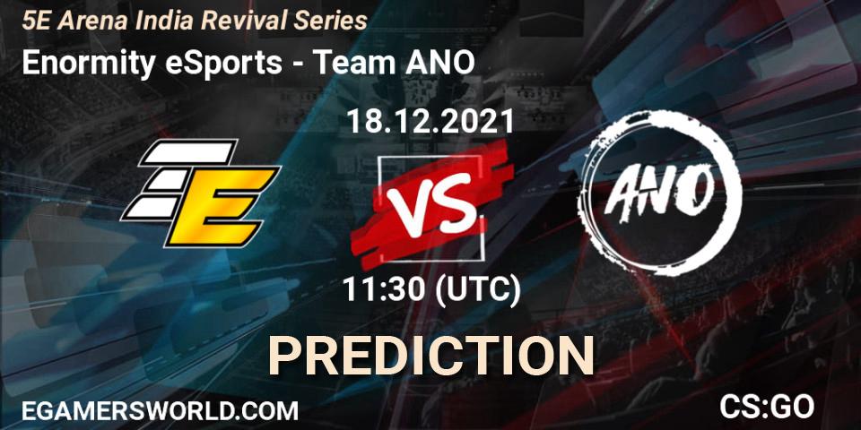 Enormity eSports vs Team ANO: Match Prediction. 18.12.2021 at 11:30, Counter-Strike (CS2), 5E Arena India Revival Series