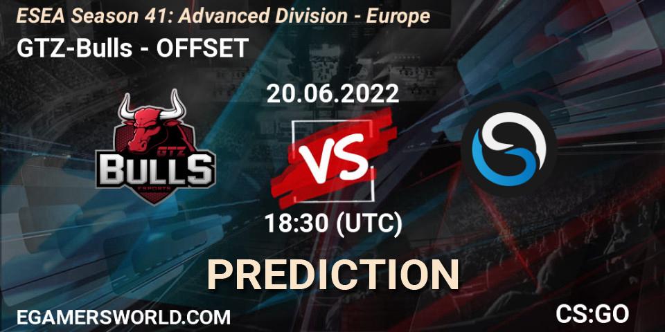 GTZ-Bulls vs OFFSET: Match Prediction. 21.06.22, CS2 (CS:GO), ESEA Season 41: Advanced Division - Europe
