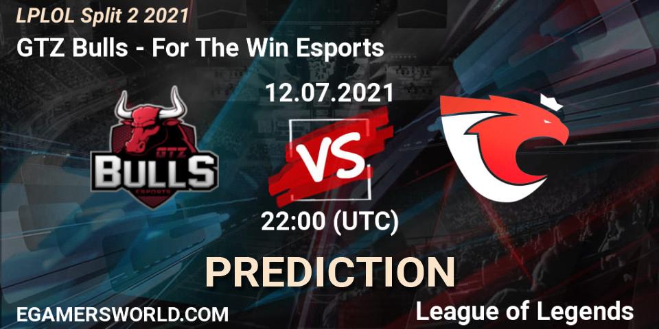 GTZ Bulls vs For The Win Esports: Match Prediction. 12.07.2021 at 22:15, LoL, LPLOL Split 2 2021