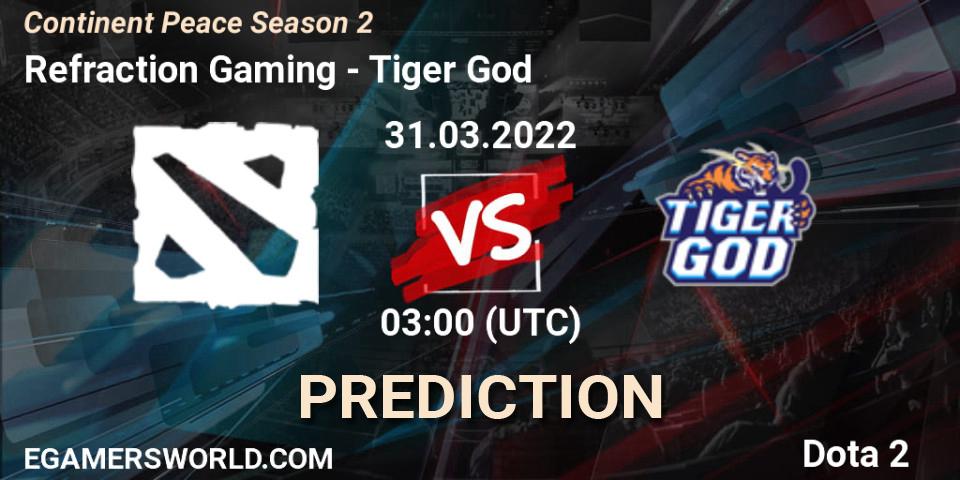 Refraction Gaming vs Tiger God: Match Prediction. 31.03.2022 at 03:15, Dota 2, Continent Peace Season 2 