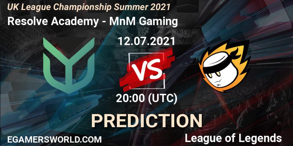 Resolve Academy vs MnM Gaming: Match Prediction. 12.07.2021 at 20:00, LoL, UK League Championship Summer 2021
