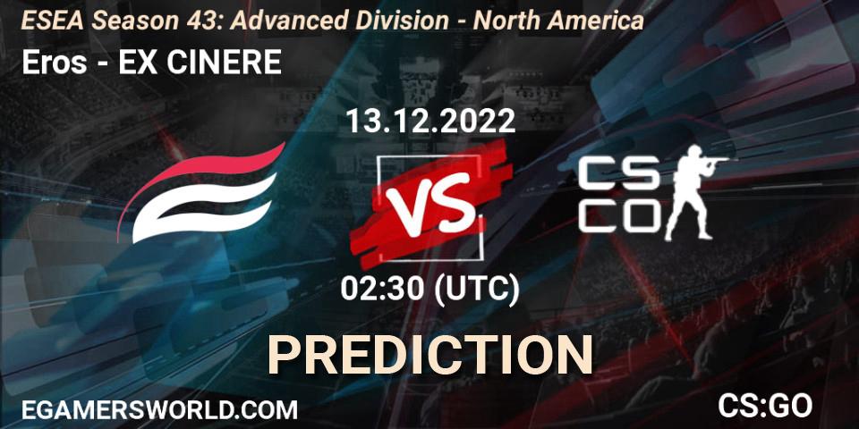 Eros vs EX CINERE: Match Prediction. 13.12.22, CS2 (CS:GO), ESEA Season 43: Advanced Division - North America