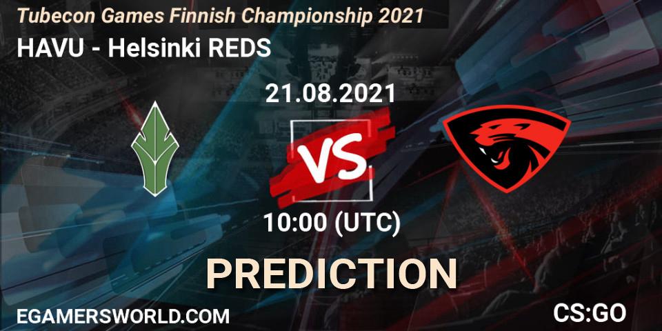 HAVU vs Helsinki REDS: Match Prediction. 21.08.2021 at 10:05, Counter-Strike (CS2), Tubecon Games Finnish Championship 2021