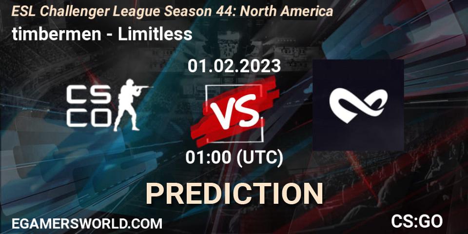 timbermen vs Limitless: Match Prediction. 01.02.23, CS2 (CS:GO), ESL Challenger League Season 44: North America