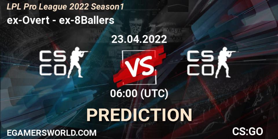 ex-Overt vs ex-8Ballers: Match Prediction. 23.04.2022 at 06:00, Counter-Strike (CS2), LPL Pro League 2022 Season 1