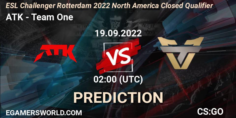 ATK vs Team One: Match Prediction. 19.09.22, CS2 (CS:GO), ESL Challenger Rotterdam 2022 North America Closed Qualifier