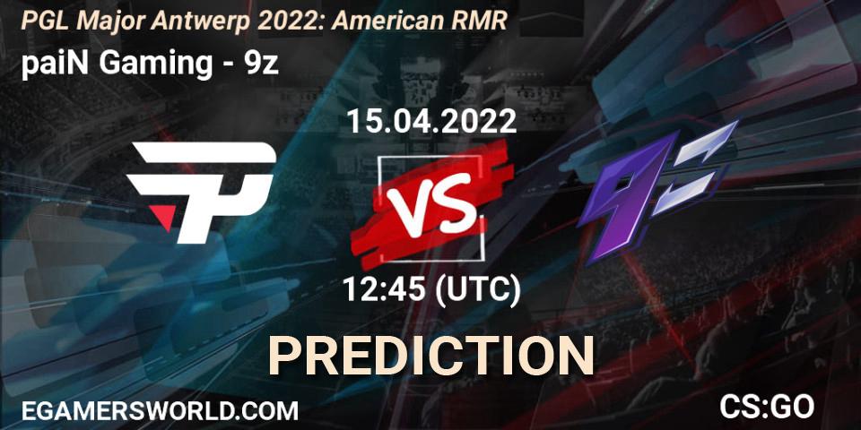 paiN Gaming vs 9z: Match Prediction. 15.04.2022 at 13:30, Counter-Strike (CS2), PGL Major Antwerp 2022: American RMR