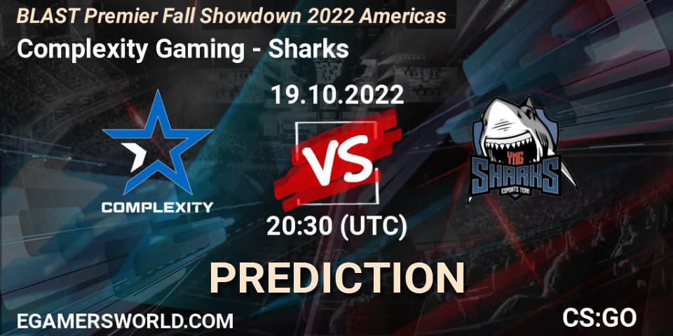 Complexity Gaming vs Sharks: Match Prediction. 19.10.2022 at 22:00, Counter-Strike (CS2), BLAST Premier Fall Showdown 2022 Americas