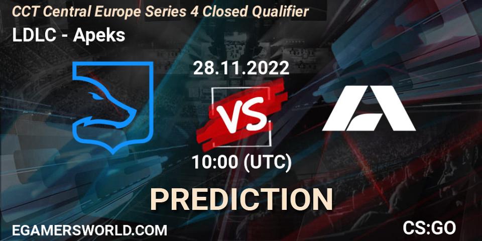 LDLC vs Apeks: Match Prediction. 28.11.22, CS2 (CS:GO), CCT Central Europe Series 4 Closed Qualifier