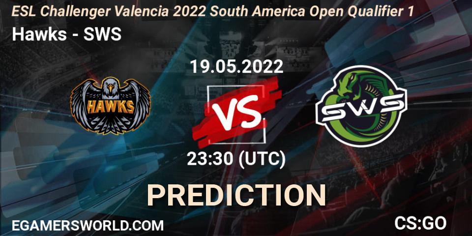 Hawks vs SWS: Match Prediction. 19.05.22, CS2 (CS:GO), ESL Challenger Valencia 2022 South America Open Qualifier 1